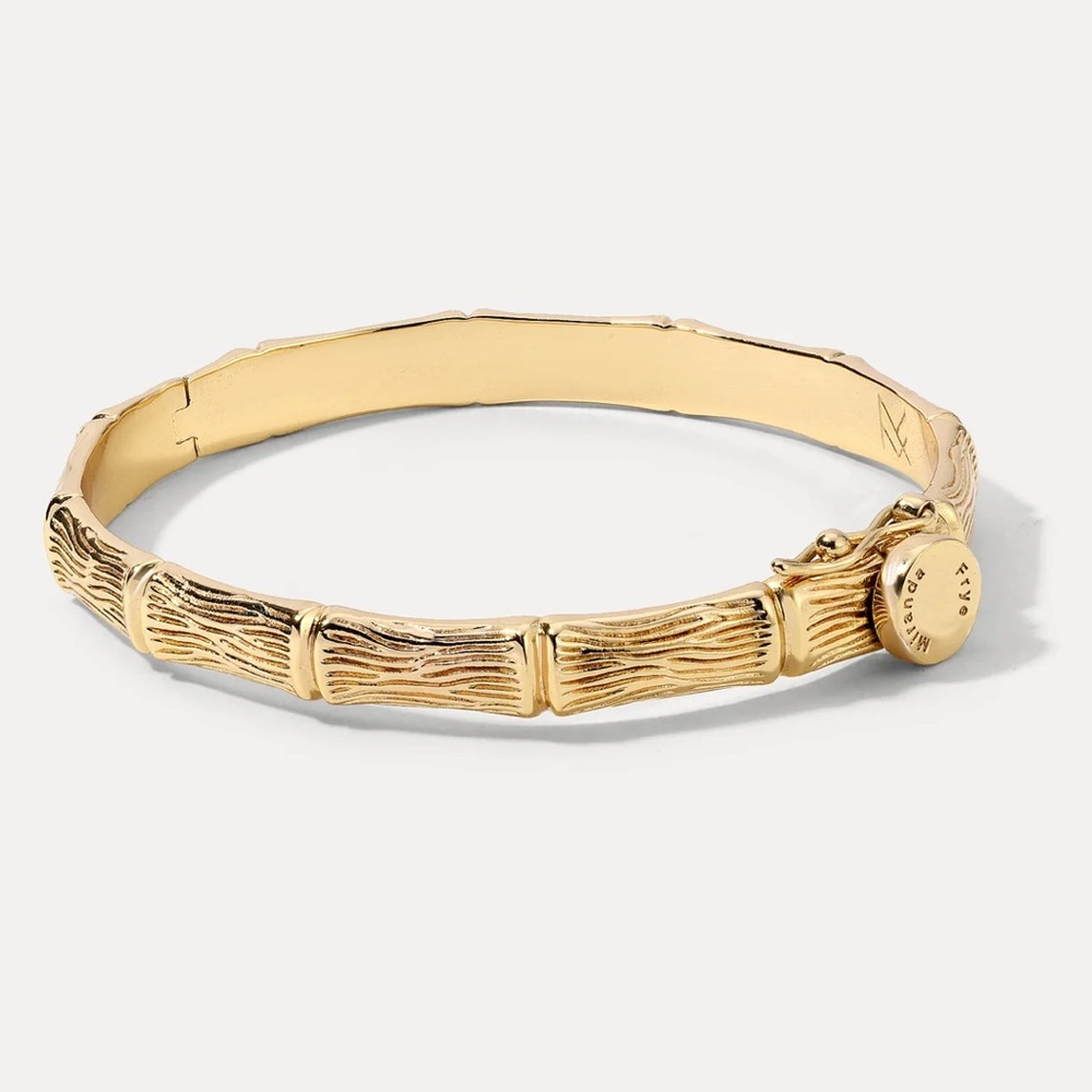 MIRANDA FRYE Gia Cuff Gold Bamboo Bangle Bracelet Size XL